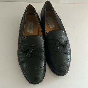 Mezlan Havana Black Leather‎ Loafer Shoes Tassel Cap Toe
